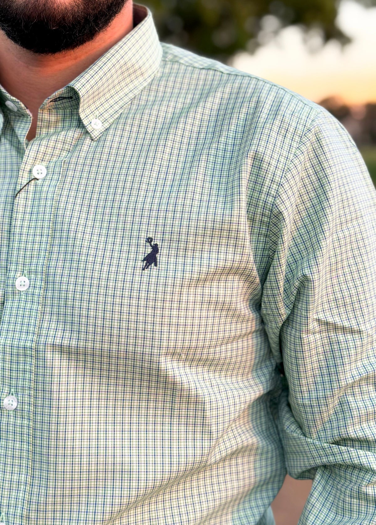 Close da camisa Austin Western manga longa xadrez 04
