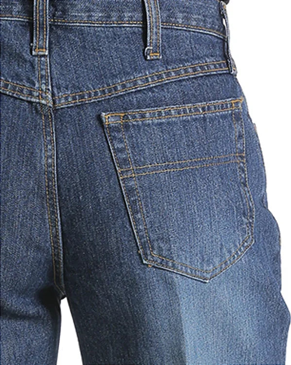 Detalhes da lavagem escura da Calça Cinch Black Label