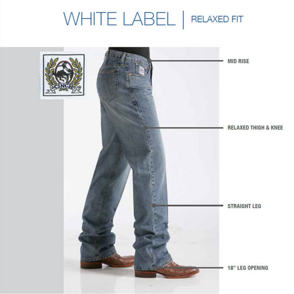 Detalhes do ajuste da Calça Cinch White Label.